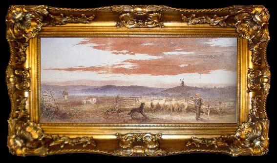 framed  Frederick james shields Gathering the Flock at Sunset (mk37), ta009-2